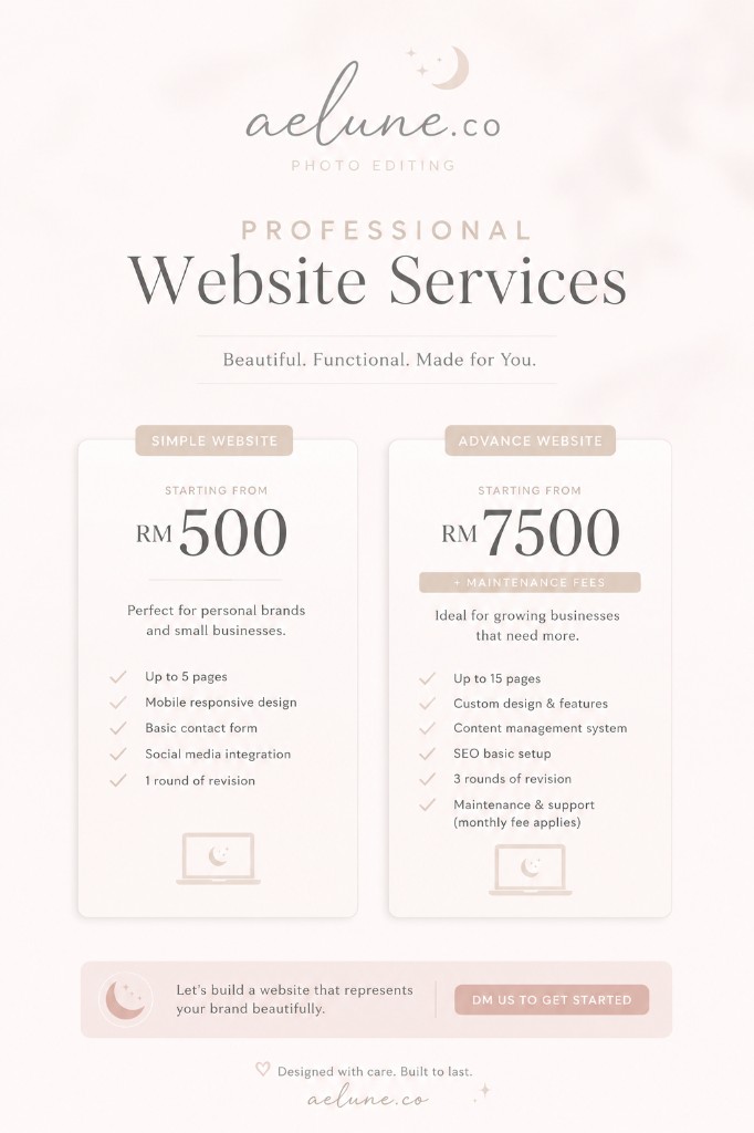 aelune.co website services and pricing reference